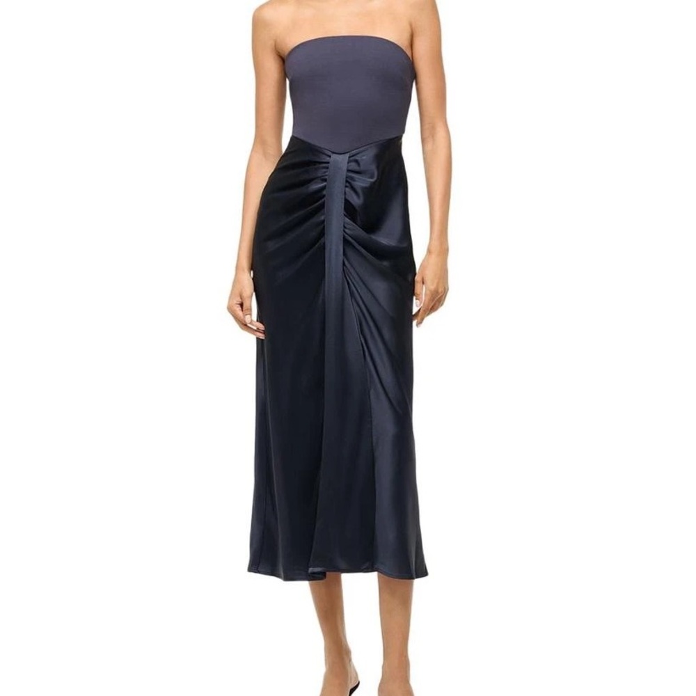 NWT | Staud Wayfaring Mixed Media Dress| Navy| SZ 16